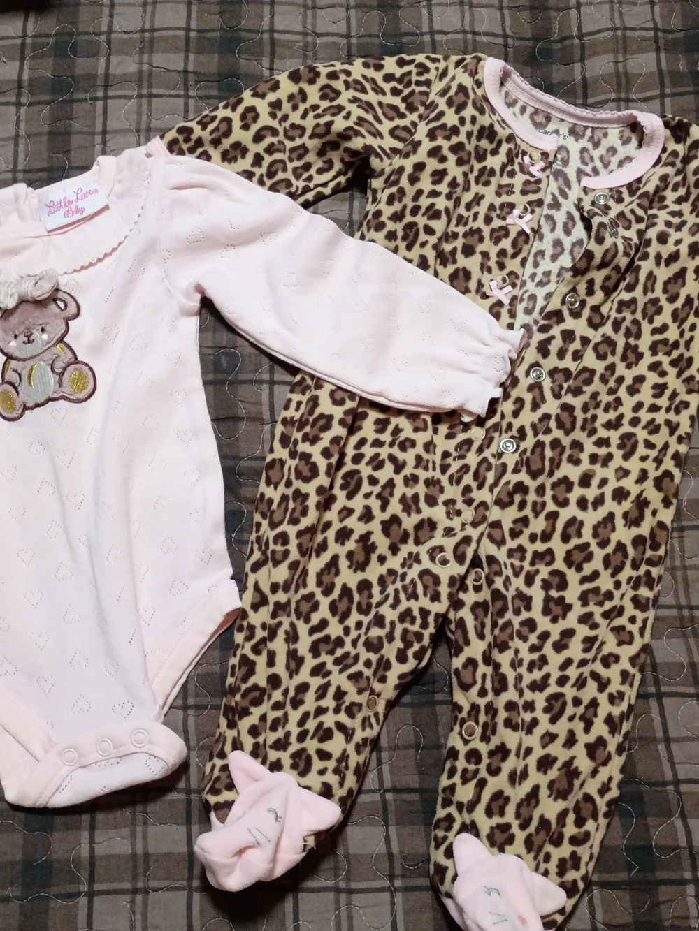 Carter's Pink Bodysuit & Leopard-Print Footed One-Piece